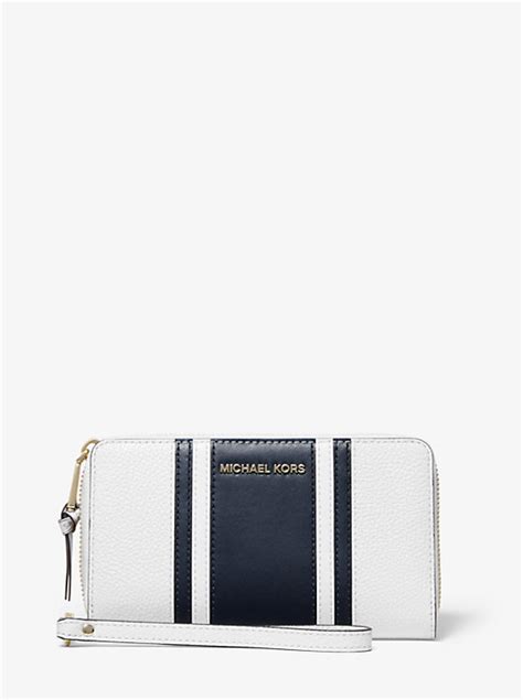 michael michael kors large striped pebbled leather smartphone wristlet|Large Striped Pebbled Leather Smartphone Wristlet .